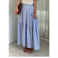 [Oder] CHÂN VÁY KẺ SỌC DÁNG XOÈ HÀN QUỐC.