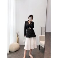 (Oder) Set áo blazer và chân váy voan xếp ly. Áo khoác + chân váy rời.