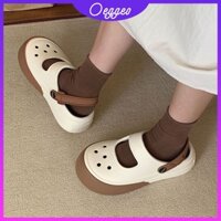 Oeggeo Giày Mary Jane Đục Lỗ Đế Dày Phẳng Đơn Giản Cho Nữ