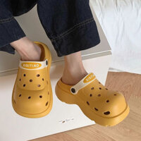 Oeggeo shop Mùa Hè Bé Gái Giày Đi Biển Chống Thấm Nước Cha Mẹ Trẻ Em Phong Cách Đục Lỗ Giày Đế Dày Đế Bằng Dép Nữ