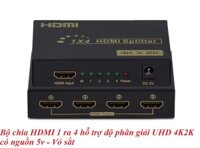 OEM 17160 Splitter 1X4 Đen Bộ chia HDMI 1 ra 4 Võ sắt hỗ trợ độ phân giải UHD 4K x 2K có nguồn 5v