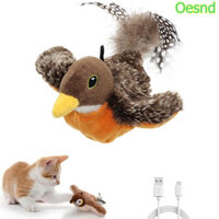 Oesnd Đồ chơi mèo chim sẻ vỗ tay, Đồ chơi mèo chim bay tương tác USB điện tử, Sáng tạo Chirping sống động có thể treo Đồ chơi chim sẻ mô phỏng thú cưng kích hoạt bằng cảm ứng dành cho mèo nhàm chán