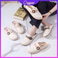 Oeteo Giày Nhựa Bít Mũi Đế Bằng Chống Thấm Nước Sử Dụng Ngoài Trời Cho Nữ