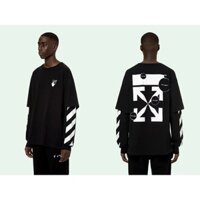 OFF WHITE Tắt TRẮNG 25SS Cơ Bản Cắt Mũi Tên Giả Hai Mảnh Lớp Dài Tay Tee Phong Cách Cặp Đôi Dành Cho Nam Và Nữ