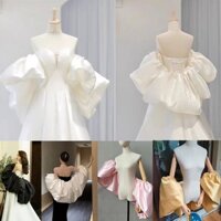 OFF WHITE Thời Trang Có Thể Tháo Rời Khăn Choàng Cô Dâu Váy Cưới Phụ Kiện Quấn Mũi Sation Trắng Đen Một Kích Thước