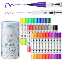 Ohuhu 60-Color Water-Based Brush Marker Set with Fine Tip and Storage Case