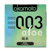 Okamoto 0.03 Aloe 52mm, Hộp 3 Cái – Bao cao su siêu mỏng