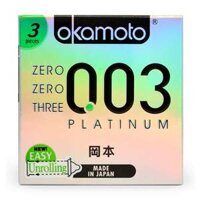 Okamoto 0.03 Platinum 52mm, Hộp 3 Cái – Bao cao su siêu mỏng