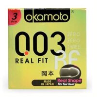 Okamoto 0.03 Real Fit 52mm, Hộp 3 cái – Bao cao su siêu mỏng