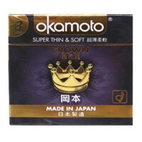 Okamoto Crown - Bao Cao Su Siêu Mỏng - Ôm Khít - Mềm Mại - Xuất Xứ Nhật Bản  - Hộp 3 Chiếc