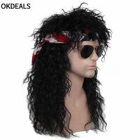 Okdeals Halloween Party Cosplay Tóc Giả, Dài Xoăn 70s 80 Rockstar Tóc Giả, Chất Lượng Cao Lông Tơ Punk Mullet Tóc Giả