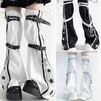 Okdeals Máy giữ ấm chân, Máy kéo chân Harajuku Punk, Tất dài khóa da có thể điều chỉnh kiểu Gothic Y2k