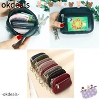 Okdeals Ví Dây Kéo Nữ, Ví Ngắn Ví Mini Mềm, Thời Trang 7 Màu Móc Khóa Da PU Ví Đựng Tiền Xu Nữ