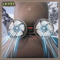 [Okhello.vn] Quạt làm mát lưng ghế ô tô 12V 24V USB Quạt hai đầu 3 tốc độ Xoay 360