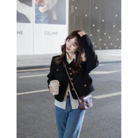 OKOCHIA.Áo khoác dạ 2 lớp hàng QCCC phong cách tiểu thư sang trọng A09