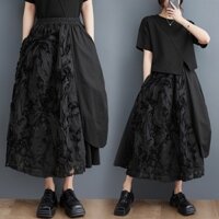 Oladivi Thời Trang Nữ Chữ A Chắp Vá Váy Hoa Mùa Hè Plus Kích Thước Đáy Vintage Nữ Quá Khổ Quần Áo Nữ Đáy Lớn L XL XXL 3XL 4XL 9871 C051A