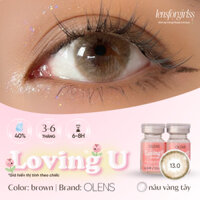 (OLENS) Kính áp tròng nâu tây sáng LOVING U BROWN chính hãng KOREA | HSD 3-6 tháng | Lens cận | LENSFORGIRLSS