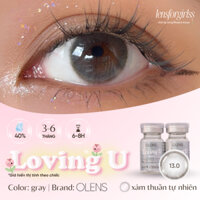 (OLENS) Kính áp tròng xám thuần tự nhiên LOVING U GRAY chính hãng KOREA | HSD 3-6 tháng | Lens cận | LENSFORGIRLSS