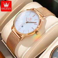OLEVS 5869 Đồng Hồ Thạch Anh Bằng Thép Không Gỉ Lưới Dành Cho Nữ Siêu Mỏng 6,5mm Chống Nước Với Tính Năng Lịch Đồng Hồ Đeo Tay Nữ