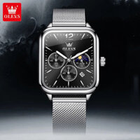 Olevs 9914 Đồng Hồ Nam Thời Trang Nguyên Bản Đồng Hồ Đeo Tay Thạch Anh Lưới Dây Chống Thấm Nước Dạ Quang Mặt Trăng Pha Chronograph Ngày Reloj