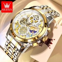 Olevs 9947 Full Skeleton Gold Watch dành cho nam Thép không gỉ Chống nước Dạ quang Nguyên bản Cao cấp Thương hiệu Đồng hồ đeo tay nam