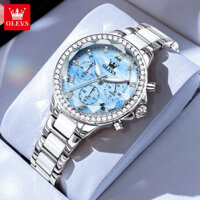 Olevs 9999 Dây đeo bằng thép gốm Đồng hồ thạch anh sang trọng dành cho nữ Chronograph Đồng hồ đeo tay nữ phát sáng chống nước Đồng hồ tỷ lệ La Mã