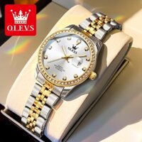 OLEVS Đồng hồ nữ chính hãng dây thép không gỉ chống thấm nước có lịch với hộp cao cấp 3629