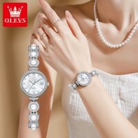 OLEVS Đồng hồ nữ Chống nước Mặt khảm xà cừ Đính ngọc trai và kim cương Quartz 5635