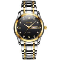 OLEVS Watches for Men Black Dial Watch Stainless Steel Analog Quartz Day Date Dress Wrist Watch, Mens Fashion Business Watch Waterproof Roman Numer...