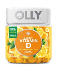 OLLY Sunny Vitamin D Gummy, 100 Day Supply (100 Gummies), Luminous Lemon, 2000 IU Vitamin D3, Chewable Supplement