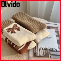 Olvido 10 đôi tất mùa đông, vớ ống giữa bình thường ấm áp, tất nữ dày dệt kim mềm mại