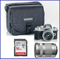 Olympus OM-D E-M10 Mark III (Mark 3) Digital Camera Bundle (with 14-42mm EZ + 40-150mm Lenses, Silver)