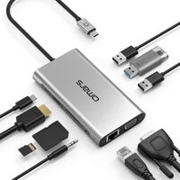 Omars USB C Hub Adapter 10 in 1 USB-C Docking Station with 3 x USB 3.0, Gigabit Ethernet, 100W PD Charging, VGA, HDMI 4K, SD/TF Card Reader, 3.5mm ...