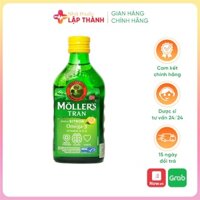 Omega 3 MOLLER'S TRAN dầu gan cá tuyết NA UY hương chanh, bổ sung omega 3(DHA+EPA), A,D,E chai 250mL [HÀNG CHÍNH HÃNG]