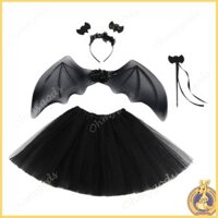 Omg * 4 Bộ Vai Trò Bé Gái Để Chơi Trang Phục Dơi Dễ Thương Cổ Tích Cánh Cây Đũa Phép Băng Đô Tulle Sk