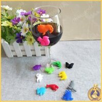 Omg * Bộ bút đánh dấu thủy tinh rượu vang 24 động vật mặt đất biển Silicone uống thủy tinh quyến rũ Thẻ nhận dạng cốc Nhãn