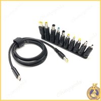 Omg * Cáp sạc PD đa chức năng USB-C sang DC 5 5x2 5mm cắm với 10 đầu nối 45W 65w 90W 100W Cáp nguồn