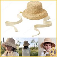 Omg * Mũ Rơm Cho Trẻ Em Bé Gái Vintage Vành Rộng Mũ Chống Nắng Thoáng Khí Chống Nắng Nón Trẻ Em Ngoài Trời Đi Biển Mũ Tấm Che