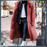 Omg Nam Mùa Đông Áo Khoác Lông Thú Giả Làm Dày Tay Dài Túi Màu Trơn Ấm Midi Chiều Dài Plus Kích Thước Nút Áo Ngoài Trời Cho Cắm Trại