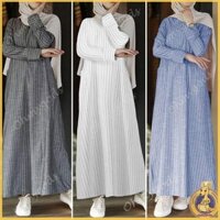 Omg * Nữ Hồi Giáo 65% Cotton 35% Polyester Chữ A Đầm Maxi Dài Tay Sọc In Vintage Abaya Thổ Nhĩ Kỳ Hijab Áo choàng I