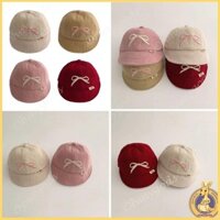 Omg * Xu hướng Mũ bóng chày vải nhung Mũ chống nắng cho bé gái Nơ trang trí Bonnet vành
