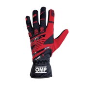 OMP KS-3 Karting Gloves (Size X-Small, Black/Red)