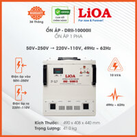 Ổn Áp LiOA 1 Pha  DRII-10000II 10kVA 10000VA Điện Áp Vào 50V÷250V, Điện Áp Ra 220V÷110V. Bh 3 năm