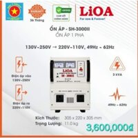 Ổn áp LiOA chính hãng 3.0KVA SH-3000II Loại 1 pha điện vào (150V-250V ra 220V-110V)