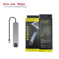 Ổn định 8 trong 1 Type-C USB Type C sang HD RJ45 Gigabit 100Mbps Ethernet USB 3.0 HUB Dock PD Bộ sạc đa năng 4K