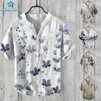 [Oncem] Áo sơ mi cổ chữ V có nút in hình nam Áo thun chui đầu ngày lễ [Hàng có sẵn]