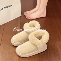 One more shoes⭐Giày bốt đi tuyết thời trang phong cách Hàn Quốc dành cho nữ mùa đông đế dày cộng với giày nhung cotton ấm áp