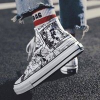One Piece Graffiti Canvas Trend High Top giày nam