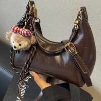 One-shoulder cross-body bag, women's bag, French niche crescent bag, oil wax skin, all-matching small bag, women's 2024 new style