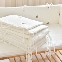 One Tấm Chắn Giường Cũi Em Bé Bằng Cotton Thêu Họa Tiết Có Thể Tháo Rời Và Giặt Rửa